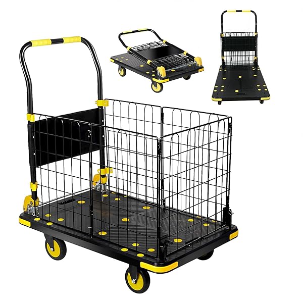 【送料無料】カゴ台車 折り畳み式メッシュ台車 耐荷重500kg 大型運搬車 バスケット 軽量 多機|ロイヤルアース2025