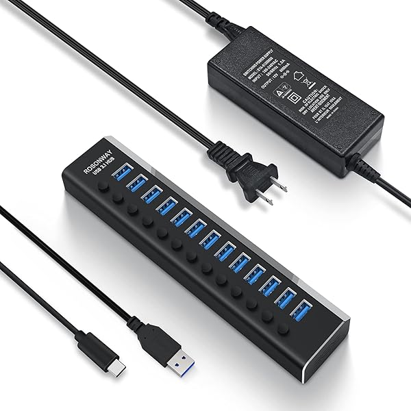 【送料無料】USB ハブ 3.1 Gen2 10Gbps 13ポートアルミ製 72W USB HUB セルフパワー USBケーブルとType C|ロイヤルアース2025