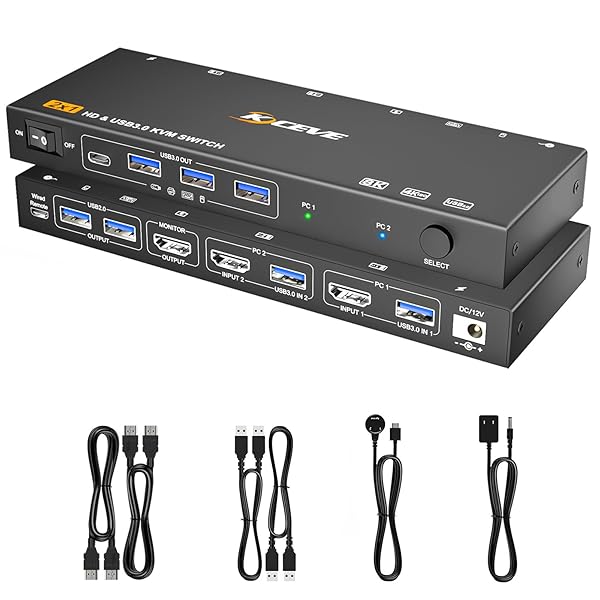 【送料無料】8K@60Hz KVM切替器 2入力1出力 HDMI USB3.0ポートx4 USB2.0ポートx2 ディスプレイ マウス｜ロイヤルアース2025