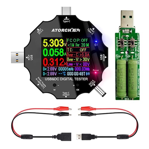 【貨物輸送無料】USB Cテスター、3 インチ1手合いCDC5.5 USBテスター色つや映写幕IPSデジタルマルチメ