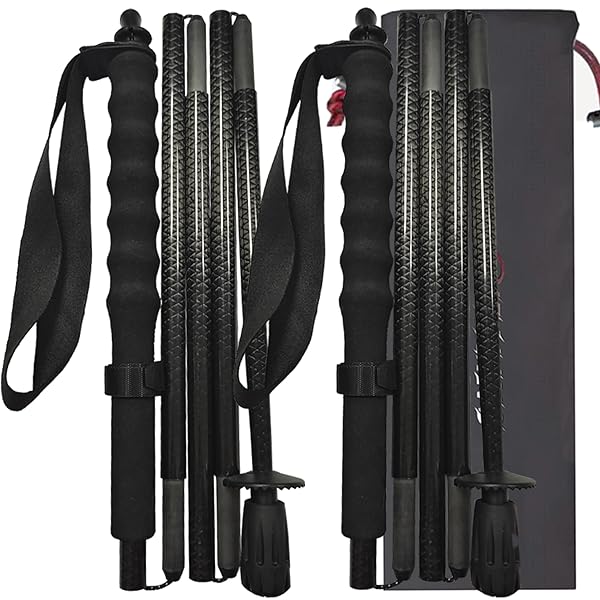 【送料無料】トレッキングポール カーボン 折畳み 【超軽量110G】炭素繊維 登山 ポール 5節 2
