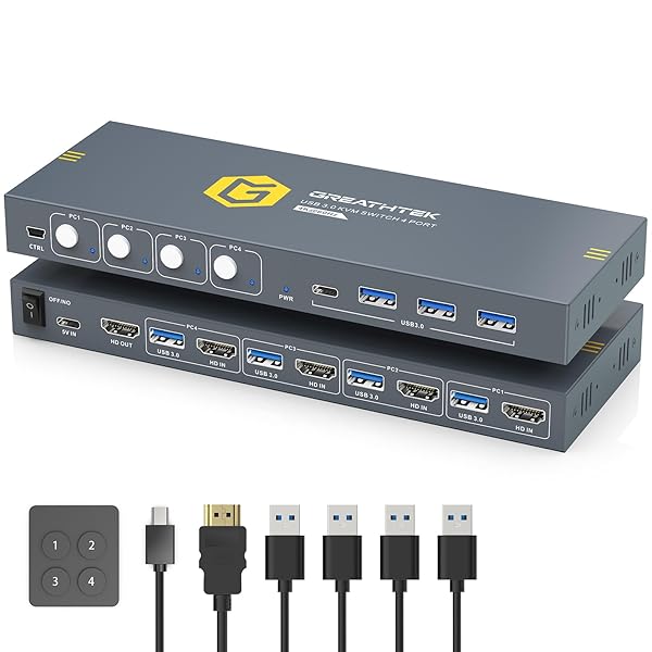 【送料無料】USB3.0 KVMスイッチ HDMI 4入力1出力, 4台のPCコンピュータが1台のモニタを共有, 4つUS｜ロイヤルアース2025