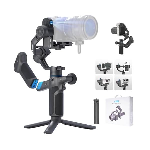 【貨物輸送無料】SCORP Mini 3-PRO 3軸ジンバルカメラスタビライザー 、18米突360°人工知能学追いかける 積み上げる量2Kg