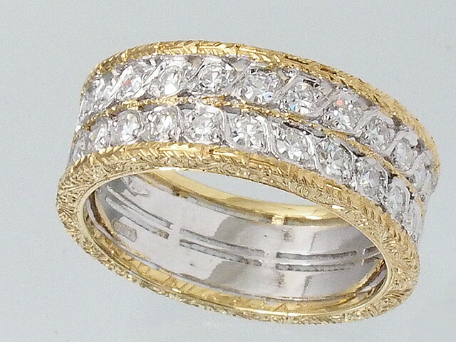 値引きする 指輪 リング Federico フェデェリコブチェラッティ Buccellati 14号 中古 ロイヤルブルー 送料無料 750yg Wgイエロー ホワイトゴールドダイヤモンドリング ダイヤリング ハーフエタニティリング 彫金の至高の芸術 リバーシブル仕様 入手困難