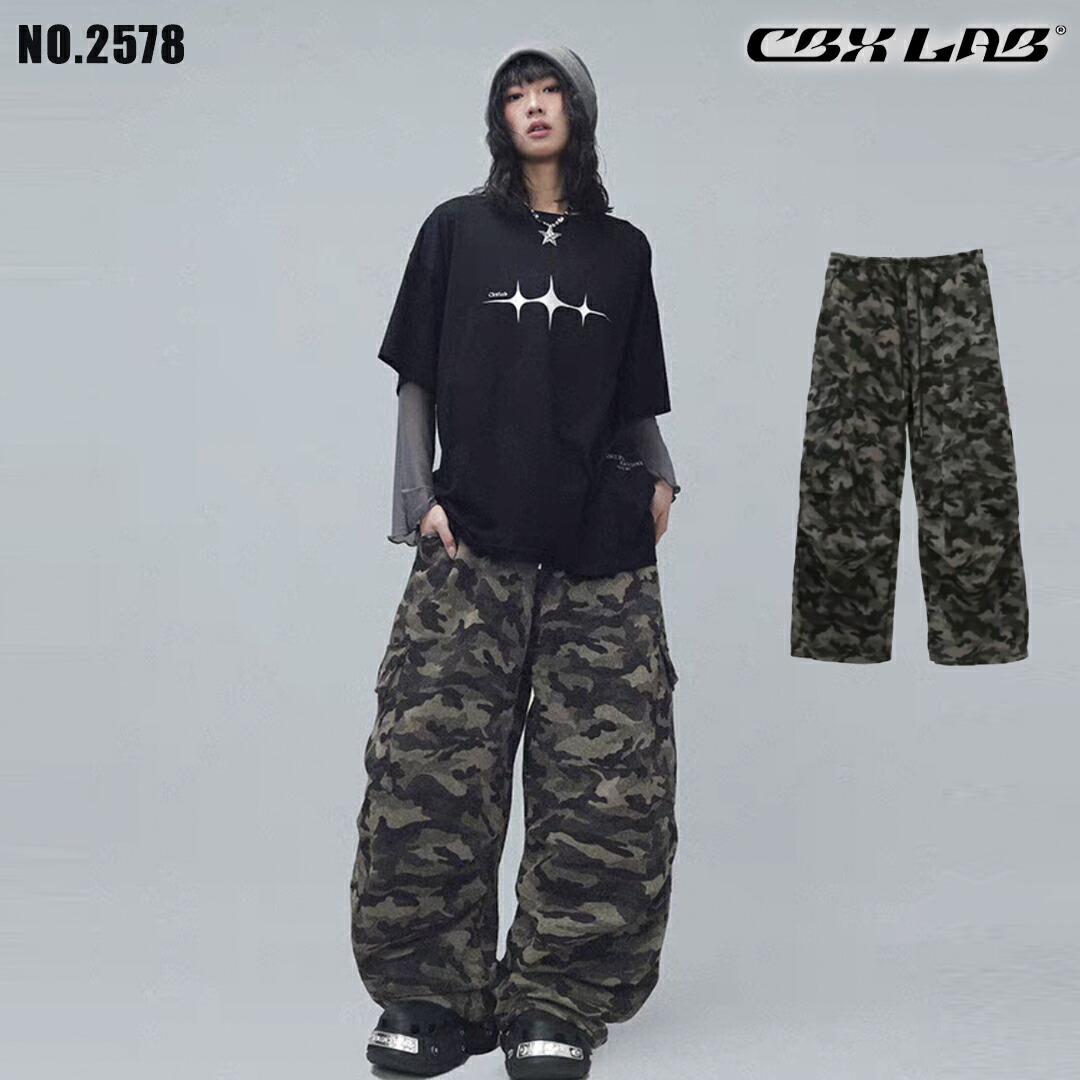 4/14 20時開始★20%OFFクーポン! 【CBX LAB】ワイドパンツ レディース 迷彩 ダンス 衣装 ワイドパンツ パンツ 秋 春 夏 練習着 レッスン着 ストリート ヒップホップ ガールズ kpop