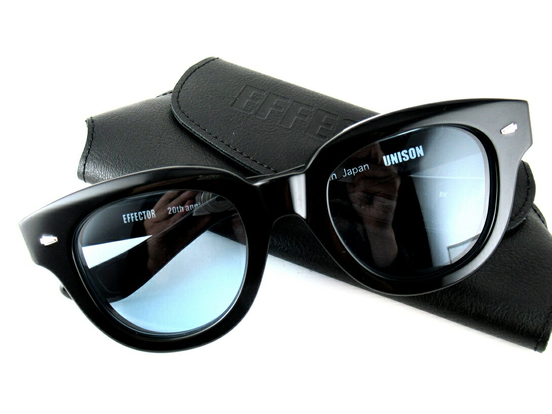 【ポイント5倍】 EFFECTOR/エフェクター UNISON　BK 20th Anniversary メガネフレーム 20周年記念モデル 都会的ボストンシェイプ ライトブルーレンズ標準 【基本レンズ無料】