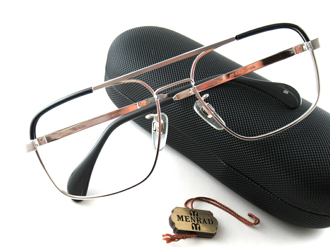 VINTAGE/DEADSTOCK MENRAD（メンラッド）ｍ843西ドイツ製（WEST GERMANY)70年代　ツーブリッジスクエアメタルシャーリング＆鏡面シルバー度あり度なしサングラスレンズ交換可能モダンリアルクラシック当時売価4万円相当｜ＲＯＹＡＬ　ＭＯＯＮ