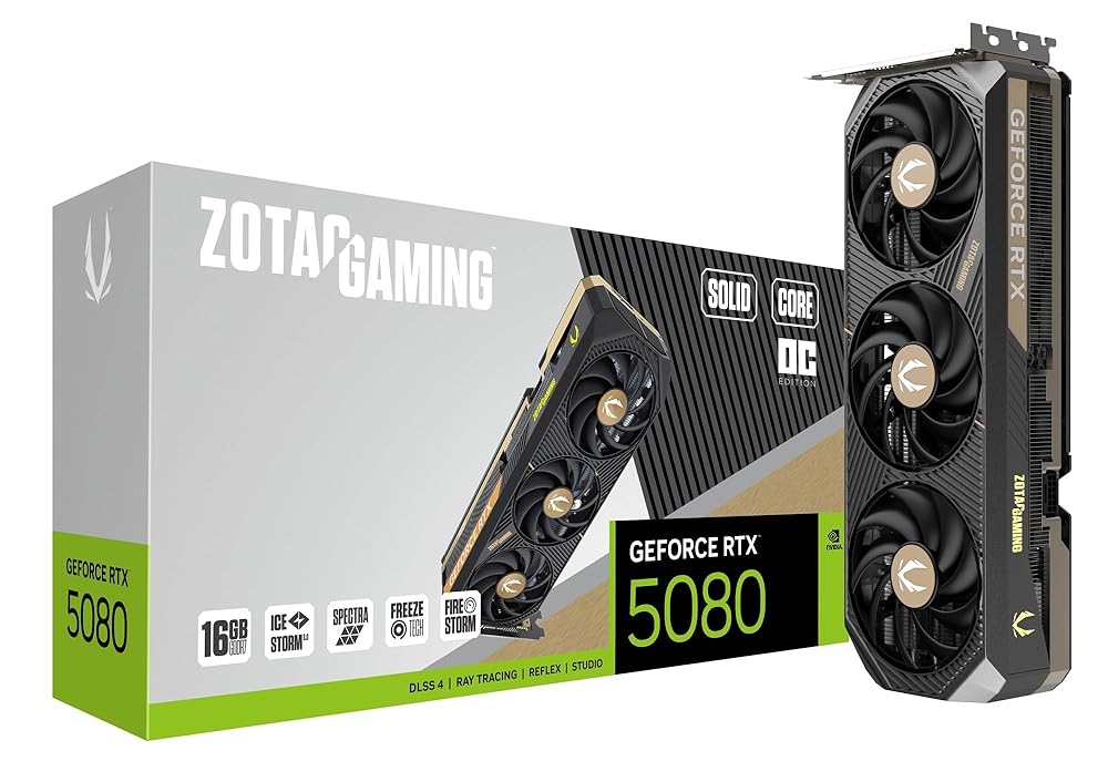 ZOTAC GAMING GeForce RTX 5080 SOLID CORE OC 16GB GDDR7 グラフィクスゲーム盤 ZT-B50800J2-10P VD9142