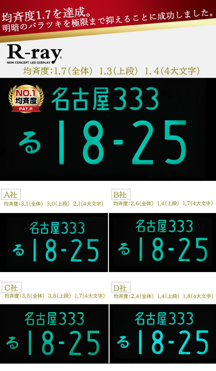 字光式 ナンバープレート Led 照明器具 車検対応 12v専用 日本製 R Ray アールレイ 4枚セット 車2台分 即納可 平日12 00までのご注文で当日発送 Sermus Es