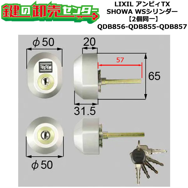 【2個区別不能】【QDB856-QDB855-QDB857】DGZZ1034 アンビィTX 鍵(カギ) 取り替えっこ 取替え円柱仕掛ける WS円柱2個区別不能 判定基準手がかり5本付き添い人 LIXIL（リクシル）TOSTEM（トステム）QDB856-QDB855-QDB857