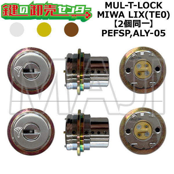 MUL-T-LOCK,マルティロック PEFSP,ALY-05 鍵交換用 MIWA LIX(TE0) 2個同一シリンダー 鍵(カギ) 交換 取替