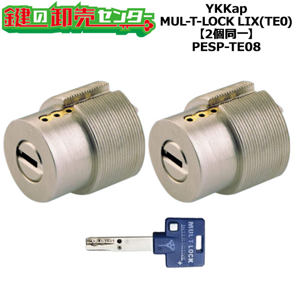 【MIWA PESP MIWA TE-08】MUL-T-LOCKシリンダー LIX用 ドア厚28～43mm用 2個同一キーシリンダー ・シルバー/ゴールド/ブラウン 標準キー3本付き