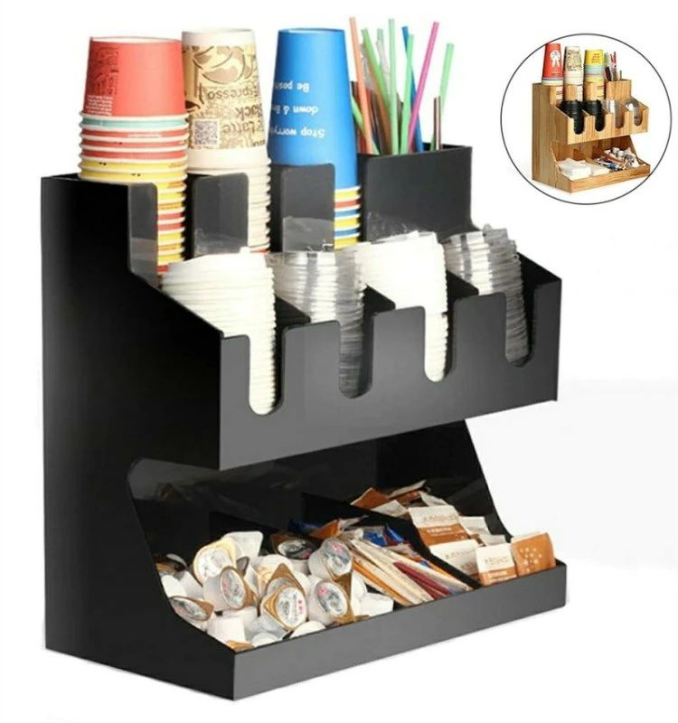 紙コップホルダー カップ ブラックアクリルカップホルダーミルクティーコーヒー 棚ミルクティーショップ用品 スタンド 木製カップディス|RSDSHOP