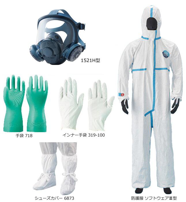 電動ファン付き呼吸用保護具（マスク）、防護服 セット koken-dxn1-2-1s 1セット 1521H型 タイベック ソフトウェアIII(3)型 6873 718 319-100