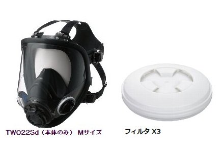 防じん（防塵）防毒兼用マスク面体・フィルタ セット sts-dxn1-2-4 1セット TW022Sd（M） X3 重松製作所 シゲマツ