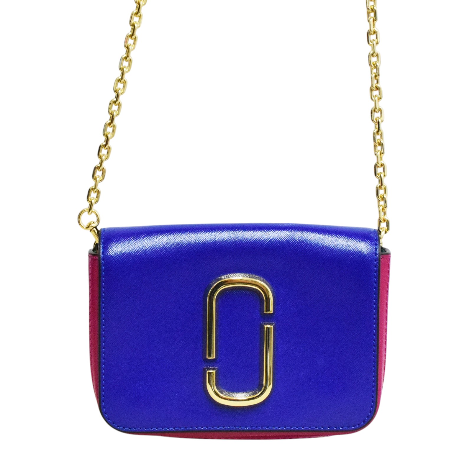 【中古】【MARC JACOBS】マークジェイコブス  ショルダーバッグ 酉の方角うしろ側 青み マルチ色つや ロゴタイプ ゴールド金具 なめし革 胴締め付き添い人 保護すること袋 USED-B【リサイクルマート秩父店】r264-1200488905800562