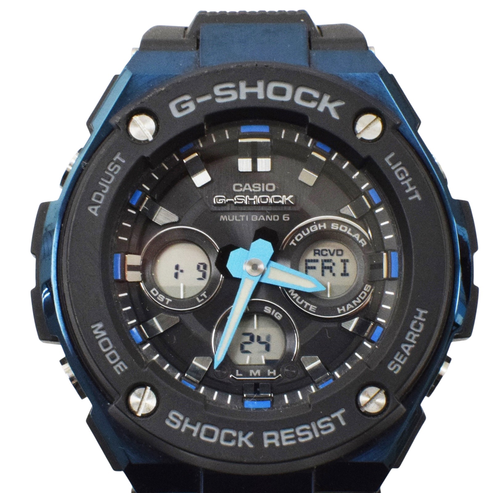 【中古】【G-SHOCK】ジーショック CASIO G-STEEL GST-W300G ウオッチ 石英 アナデジ 黒いこと  青み 本体のみ メンズ ご覧なさる USED-B【リサイクルマート店】r261-1200159905801315