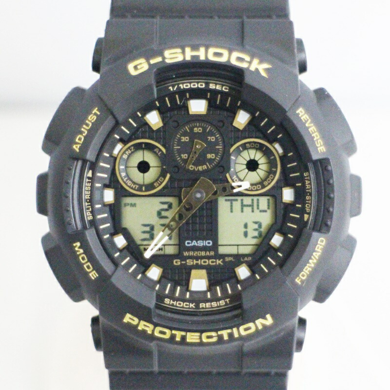 【中古・未使用品】【G-SHOCK】ジーショック GA-100GBX-1A9ER 腕時計 ブラック文字盤 ゴールド デジタル アナログ アナデジ 時計 ウォッチ メンズ 箱 USED-S 【リサイクルマート＋質秩父店】 r256-1200159905801115