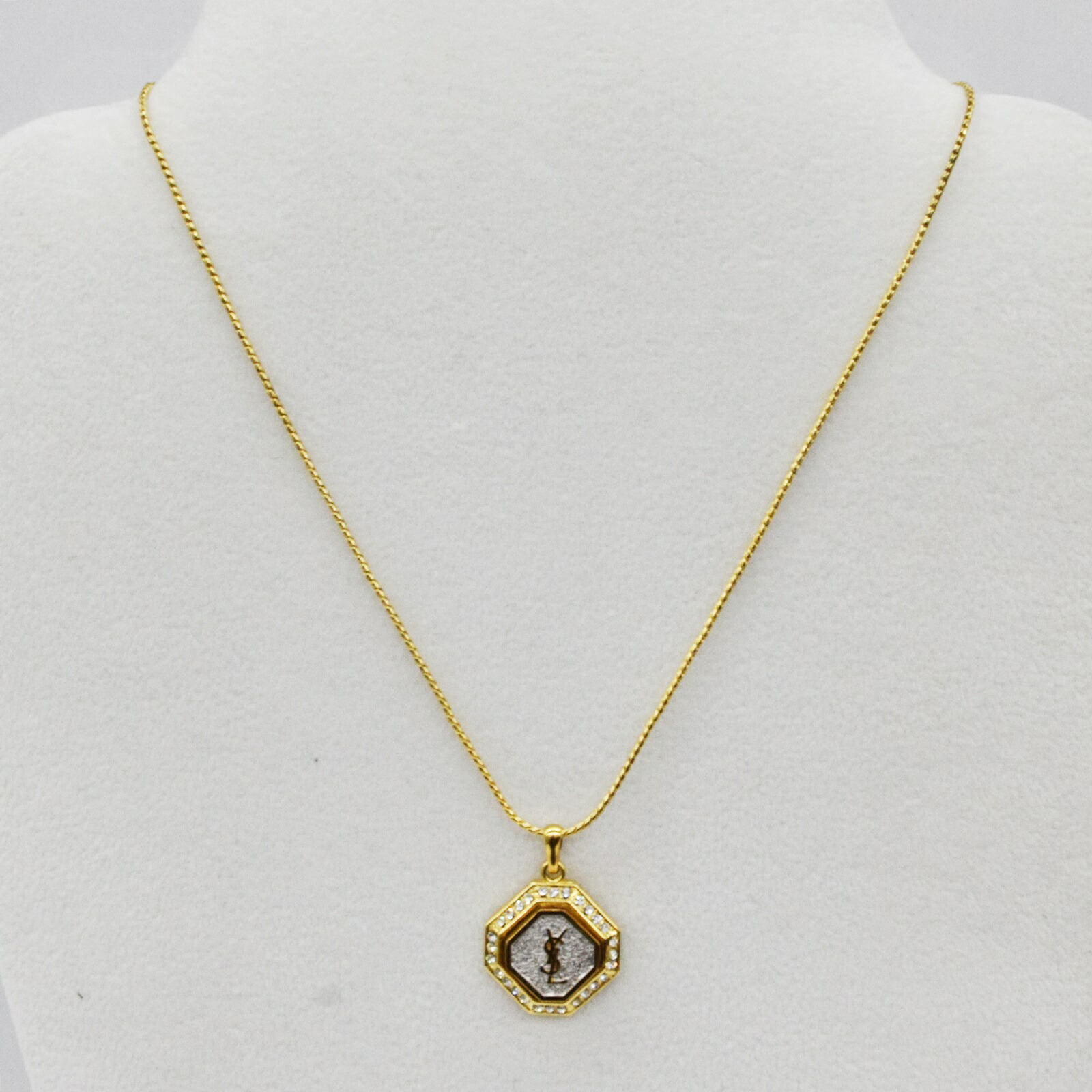 【中古】【YSL SAINT LAURET】サンローラン ラインストーン 八角形 ゴールド ネックレス 7.0g 42.0cm YSL ロゴ ジュエリー アクセサリー イヴサンローラン USED-A【リサイクルマート＋質 秩父店】r266-1200297905800155｜リサイクルマート ＋ 質 秩父店 20,860円