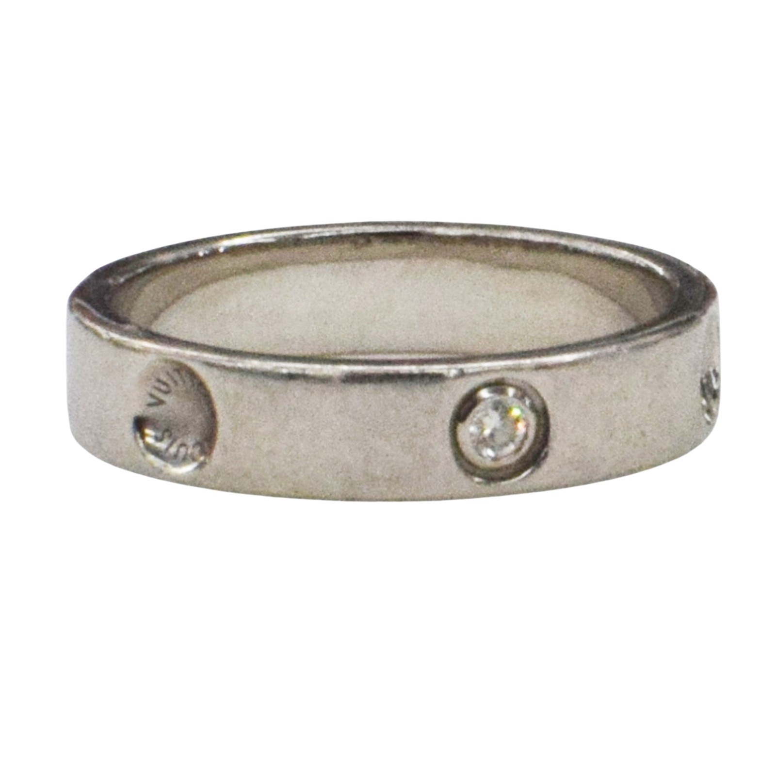 【中古】【LOUIS VUITTON】ルイヴィトン アリアンス アンプラント リング Q9F00F Pt9950 シルバー 6号 1Pダイヤ レディース USED-B【リサイクルマート秩父店】r262-1200184905800031