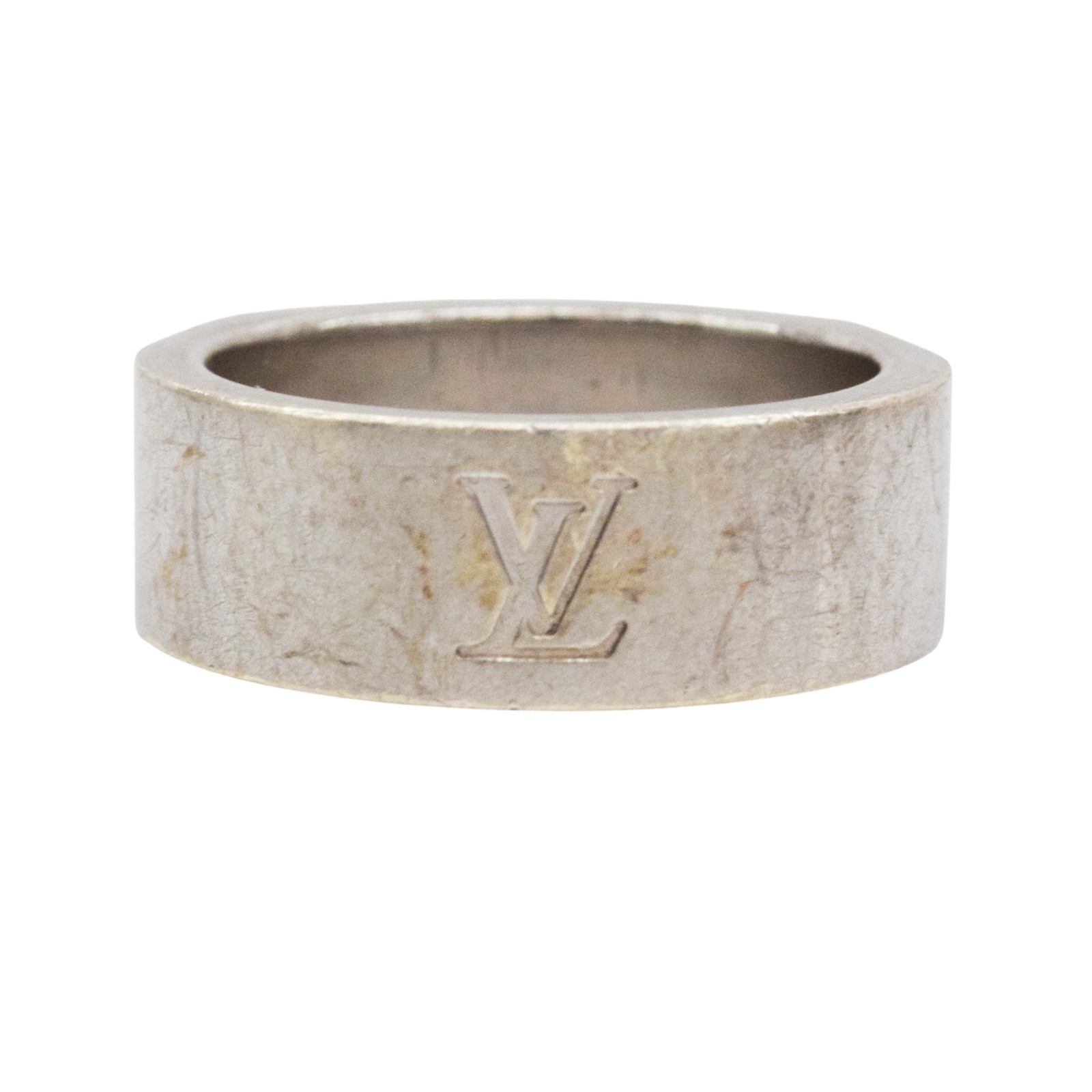【中古】【LOUIS VUITTON】ルイヴィトン バーグ・ダミエ4 M65714 リング 指輪 Ag925表記 シルバー 20号 #20 メンズ 保存袋 USED-B【リサイクルマート秩父店】r267-1200183905800001|リサイクルマート + 質 秩父店