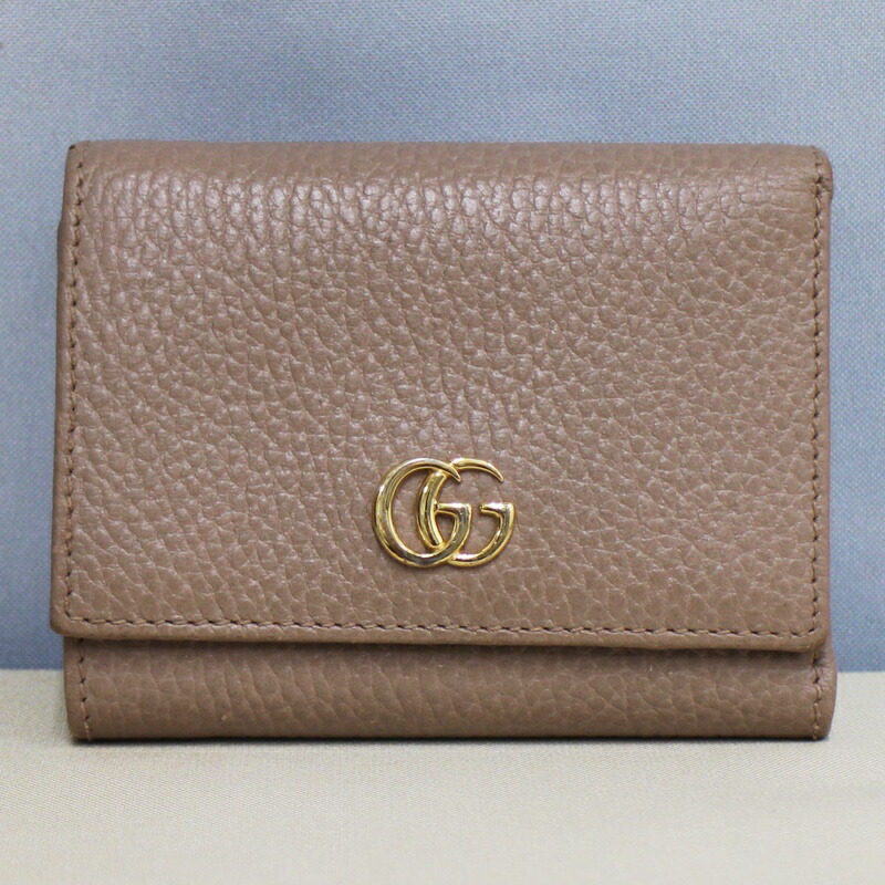 GUCCI(グッチ) GGマーモント 三つ折り財布 コンパクトウォレット 3つ折り ミニウォレット レザー ベージュ ゴールド金具 644407 レディース 40802174684【中古】【アラモード】 GUCCI（グッチ） GGマーモント コンパクトウォレット 3つ折り財布 三