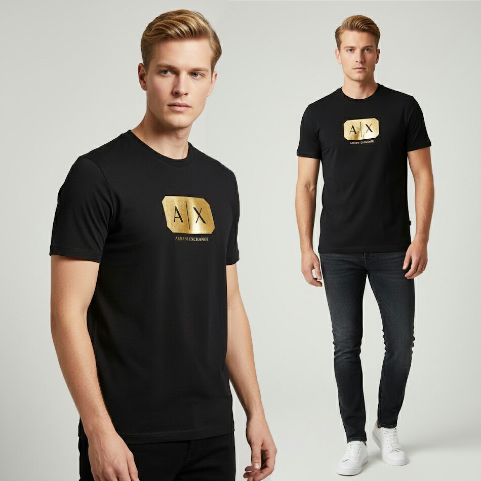 11 ARMANI EXCHANGE アルマーニ エクスチェンジ XM000363 AF12308 UC001 ブラック Tシャツ クールネック 半袖