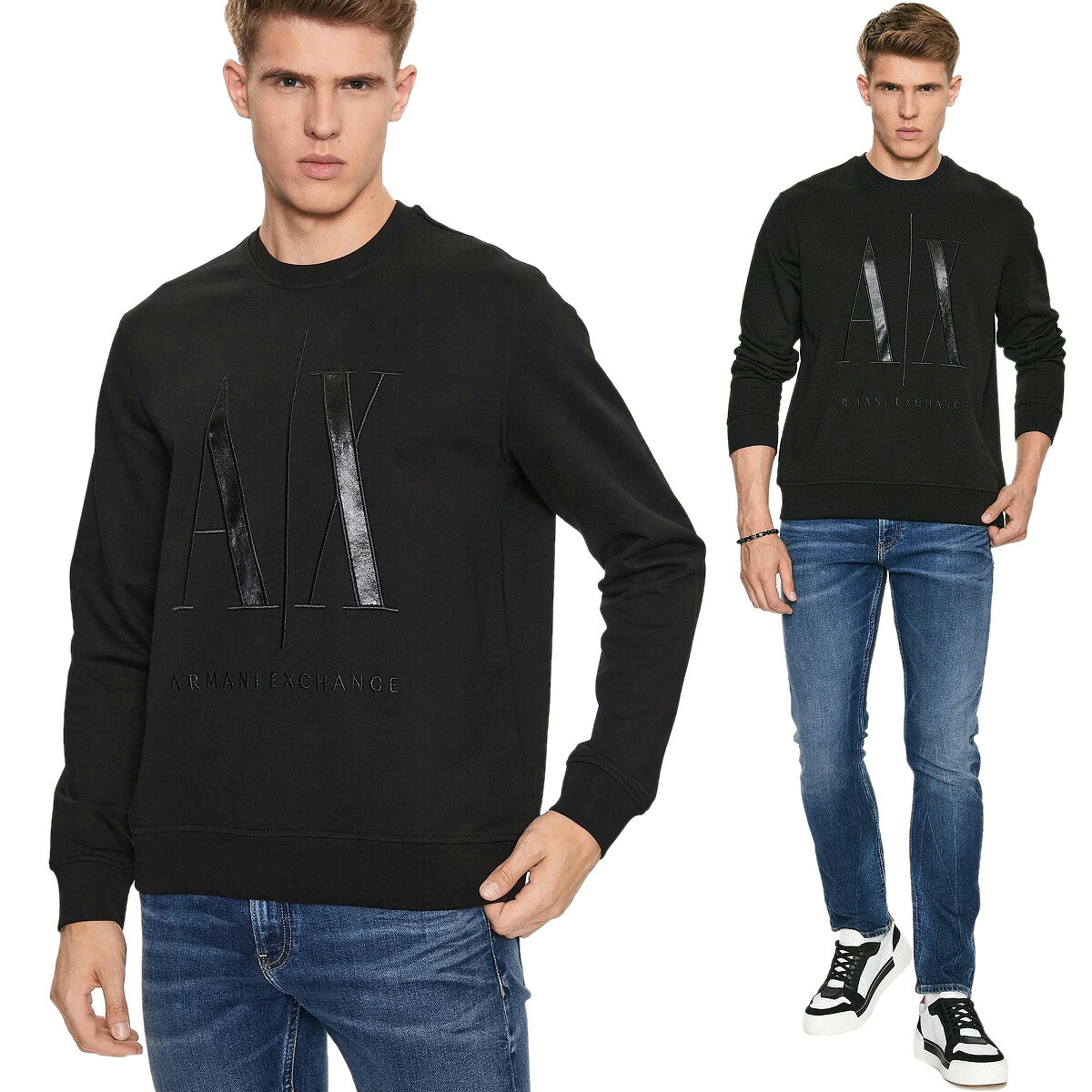 4 ARMANI EXCHANGE アルマーニ エクスチェンジ 8NZMPQ ZJ1ZZ 5237 ブラック スウェット トレーナー