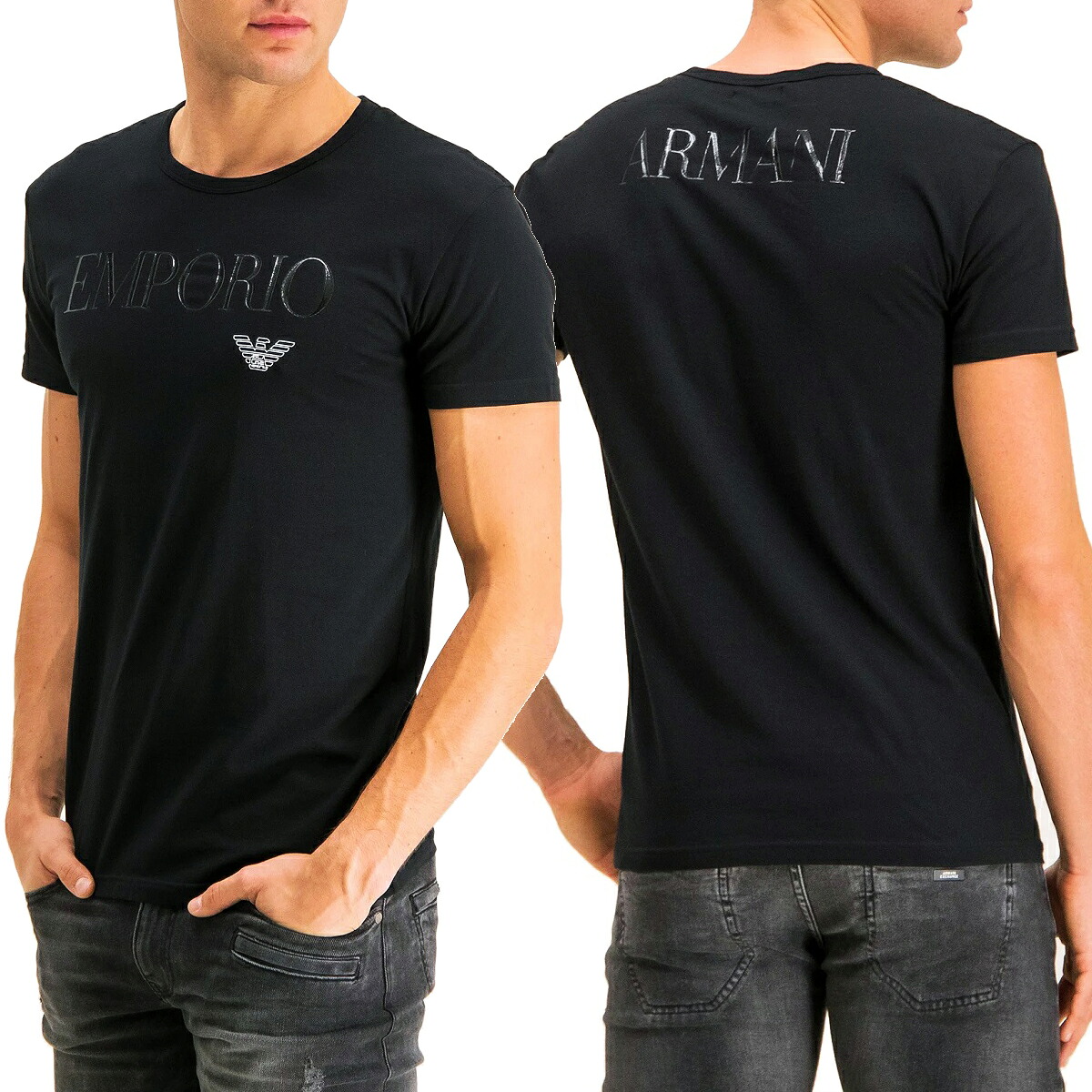 58 EMPORIO ARMANI エンポリオアルマーニ 111035 CC716 ブラック Tシャツ 半袖 ロゴ