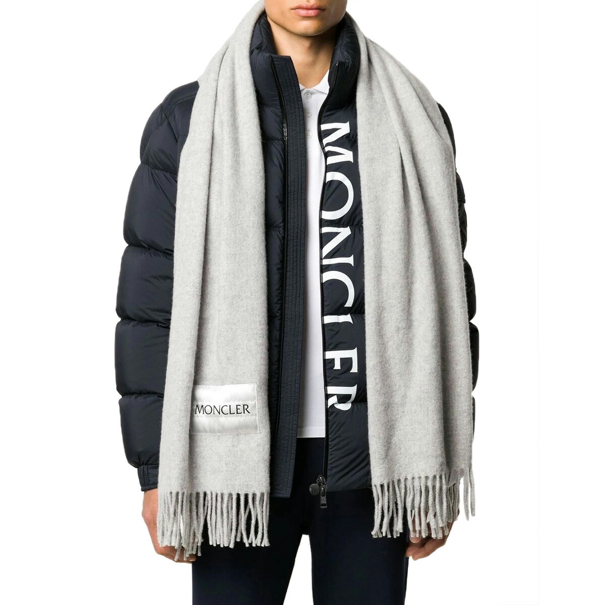 MONCLERモンクレール マフラー MONCLER モンクレール マフラー ストール ブラック 黒 ネイビー