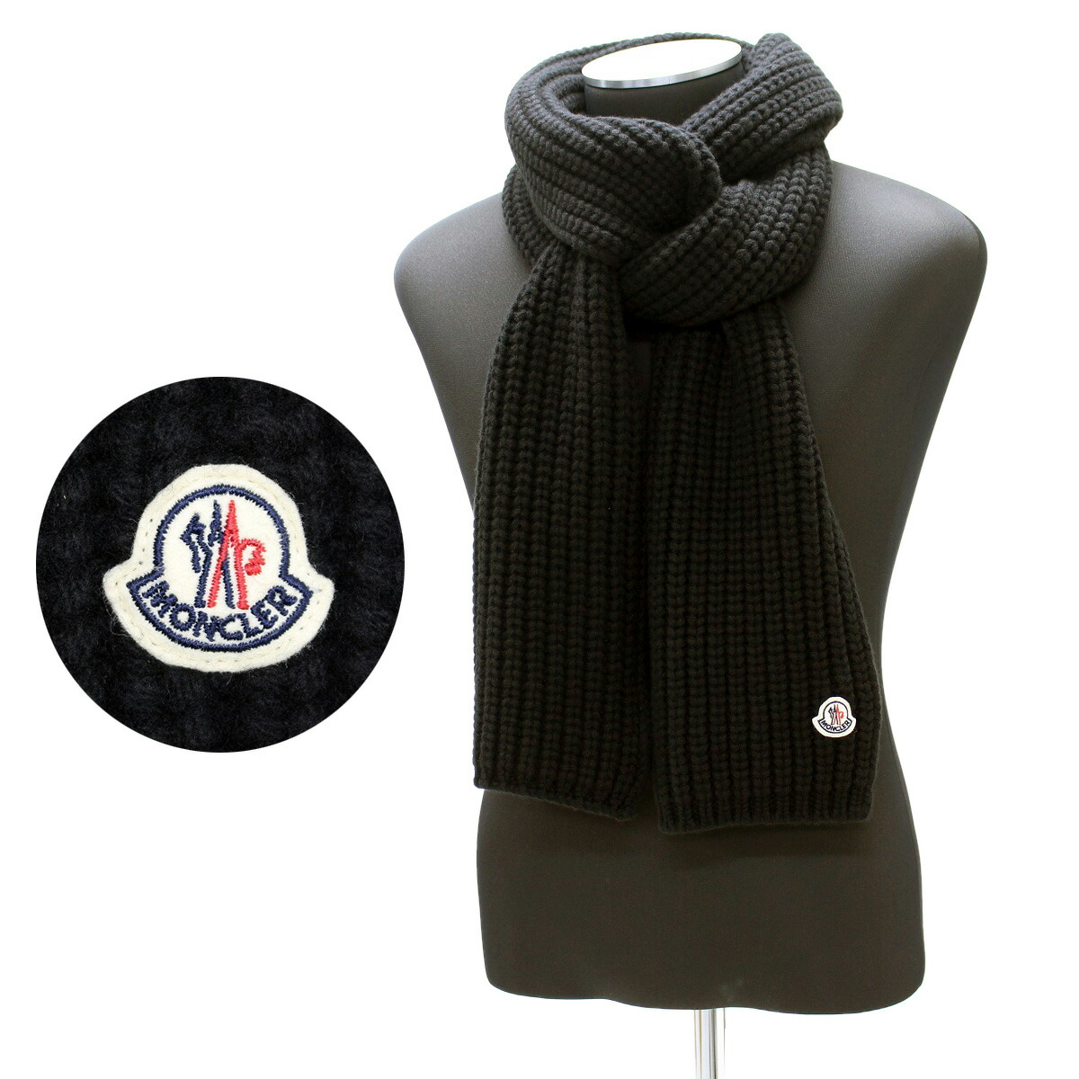 MONCLER ケーブルニットマフラー S ライトグレー MONCLER ケーブルニットマフラー S ライトグレー