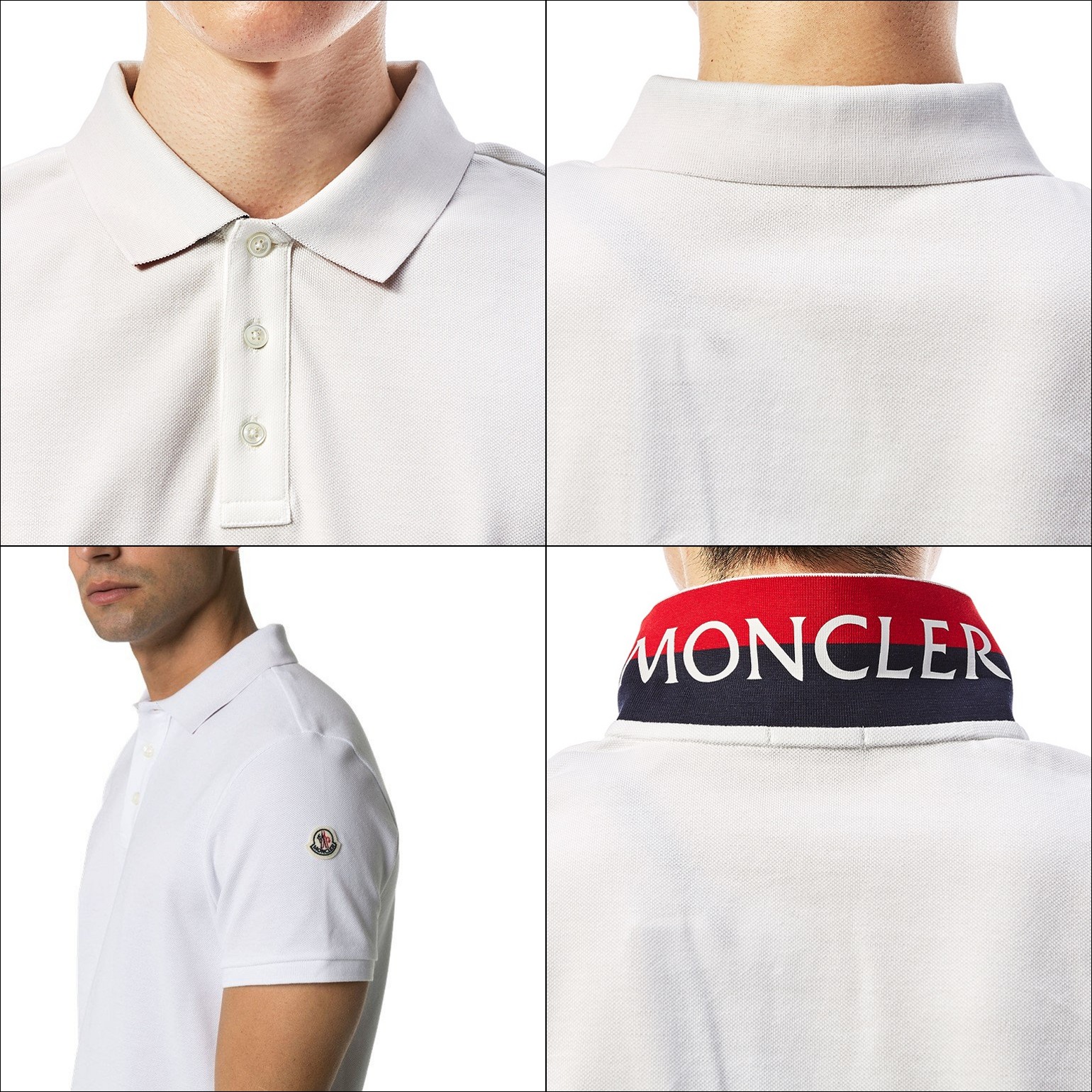 62 MONCLER ホワイト 襟裏 ロゴ プリント ポロシャツ size M | www