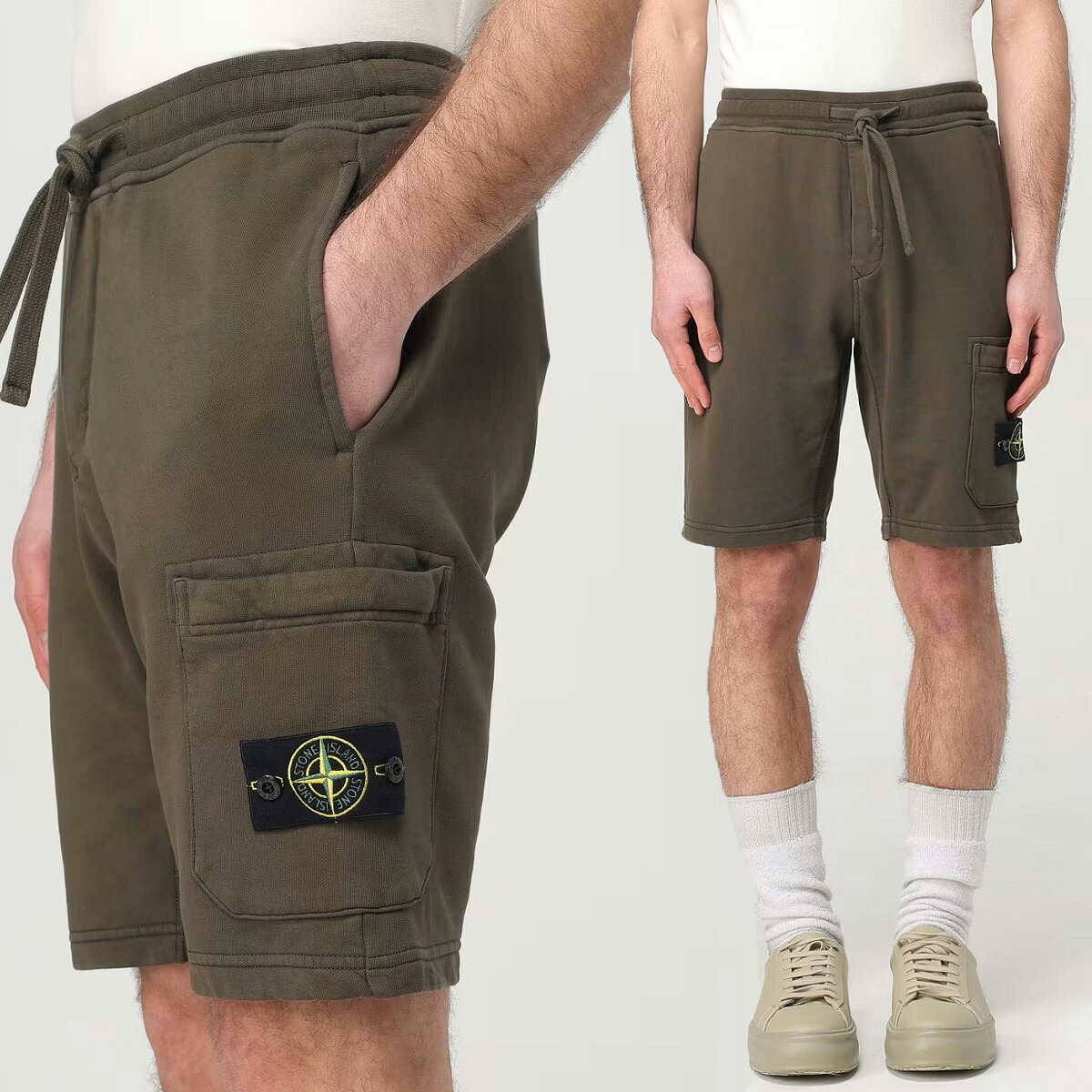 32 STONE ISLAND ストーンアイランド K1S15 6200012 S0051 V0054 カーキ スウェット ショートパンツ