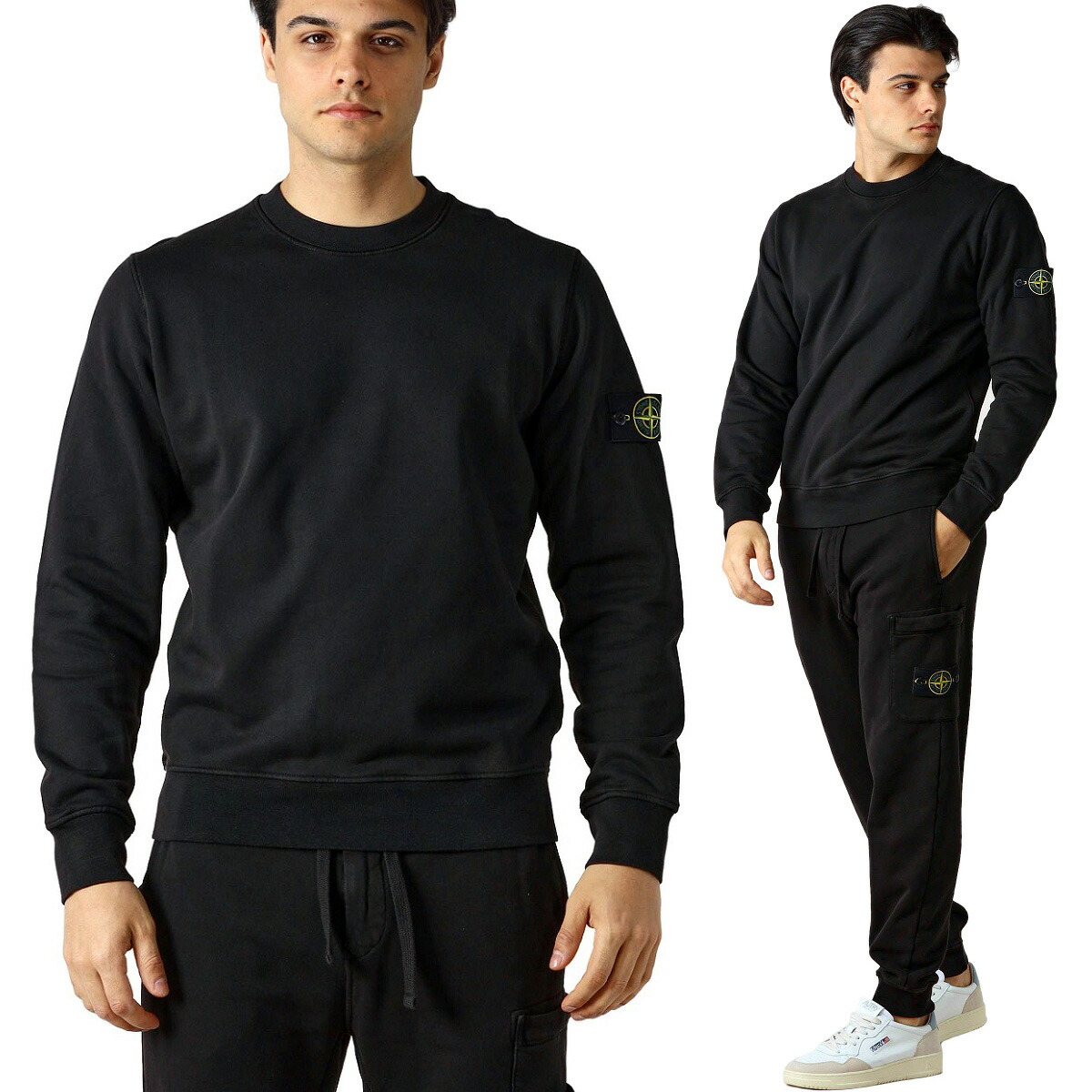 J*j様 STONE  ストーンアイランド　ブラック スウェット STONE ISLAND ブラック スウェット L