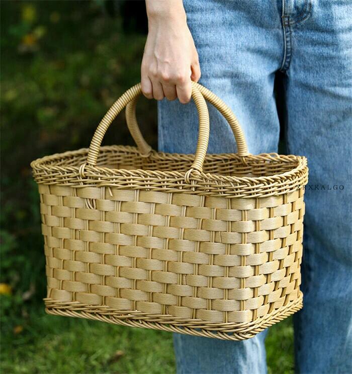 時間全品10収納バスケット バスケット おしゃれ かごバスケット 手編み 野菜かご 買い物かご 手提げ ナチュラル 果物カゴ フルーツバス