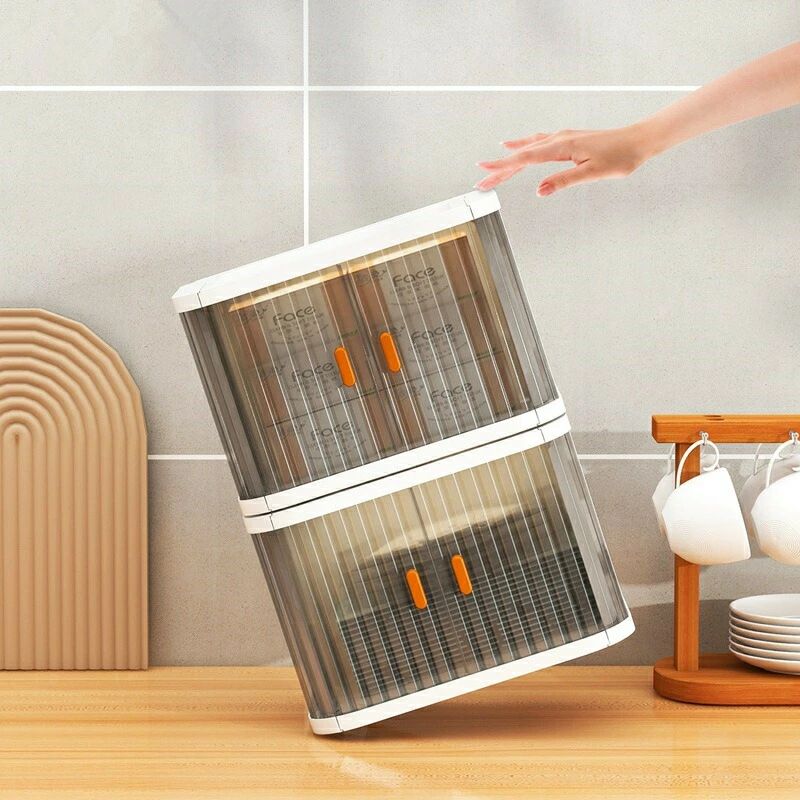 半透明収納ボックス 2個セット 折りたたみ 衣装ケース 収納ケース 収納箱 コンテナ ボックス プラスチック 収納 中身が見える 積み重ね