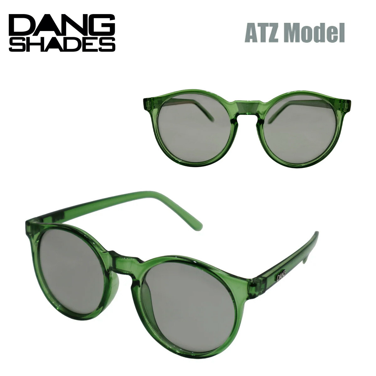 サングラス ダン・シェイディーズ DANG SHADES ATZ Crystal Army Green Glossy x Gray Polarized エーティーゼット ラウンド フルリム 偏光レンズ 紫外線カット ユニセックス ケース付 グリーンフレーム グレーレンズ vidg00491 2025 正規品