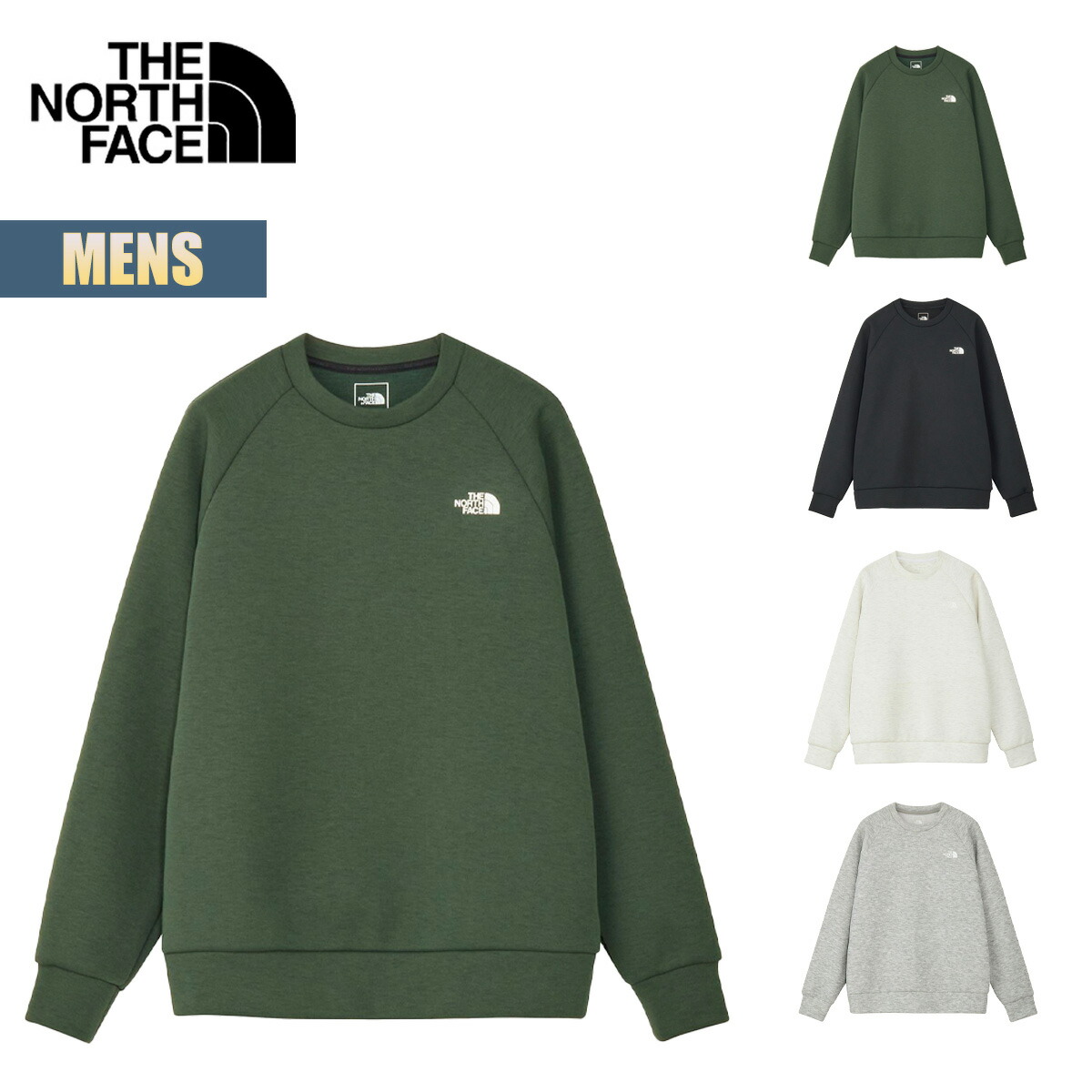 ノースフェイス スウェット メンズ THE NORTH FACE テックエアースウェットクルー Tech Air Sweat Crew トレーナー カジュアル シンプル 保温 紫外線カット トップス グリーン ブラック ホワイト グレー NT62584 2025 秋冬 FW 正規品
