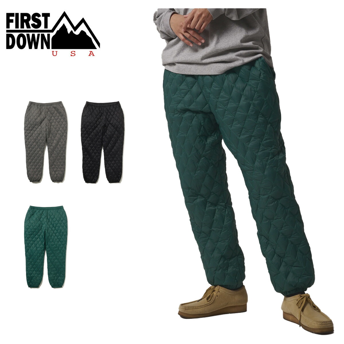 【百貨店SALE P10倍】一塁手落ちこむ ロングズボン下 FIRST DOWN ライトダウンパンツ フリースライニング LIGHT DOWN PANTS FLEECE LINING ボトムス 防寒 アウトドア スポーティ ユニ一発やる 軽さ はっ水 保温 パッカブル F912014 2025 秋冬 FW 置き目品