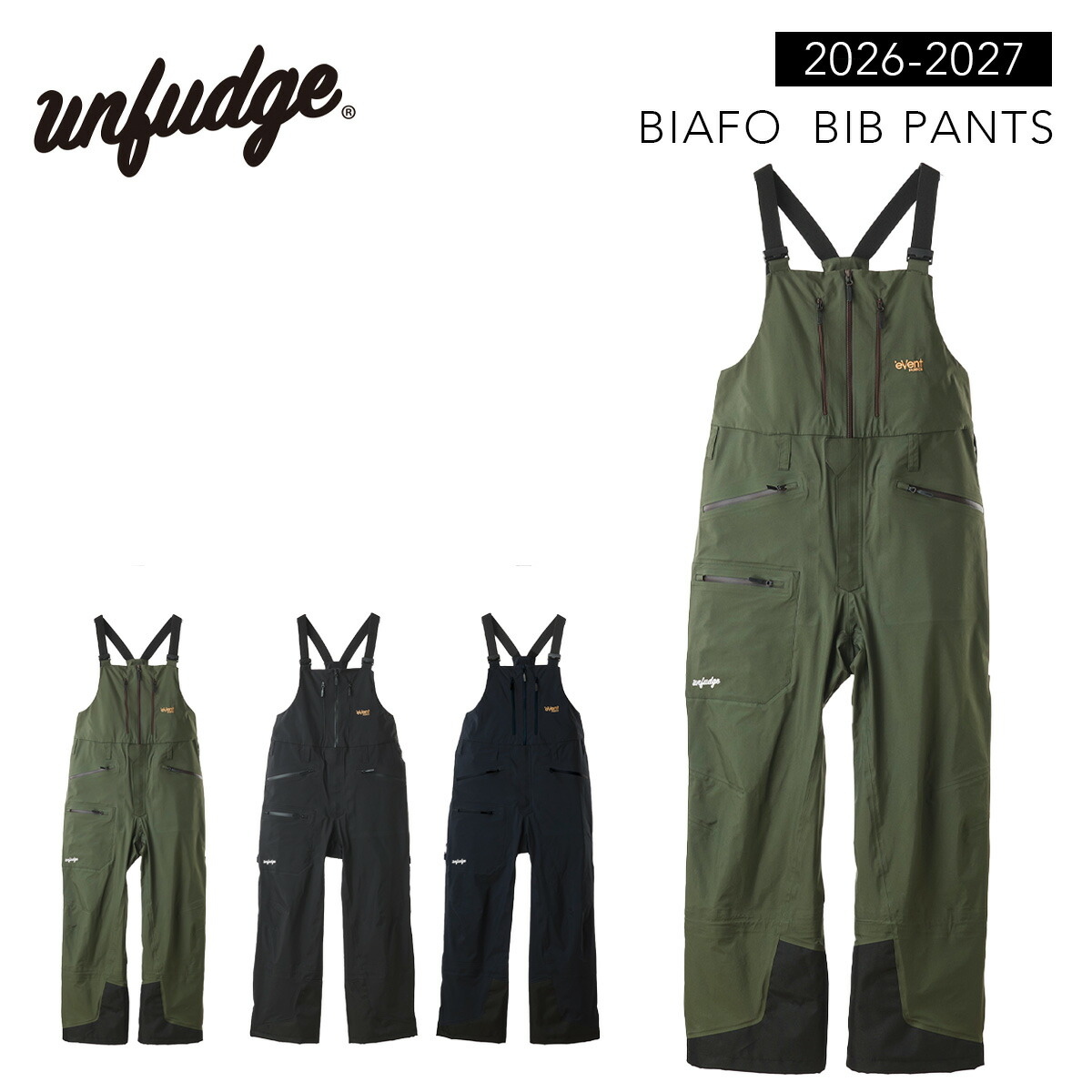 【6/4～6/11 P10倍】アンファッジ スノーボード御召しもの ビアフォ ビブパンツ unfudge BIAFO BIB PANTS スノーボードズボン下 eVent Fabric イベントファブリック スノボ スキーの板 雪山 26-27真似形 定まり品 10月中旬入荷予定を組む