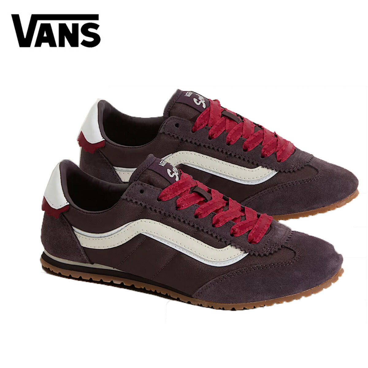 バンズ スニーカー スーパーロープロ VANS ヴァンズ Super Lowpro 置き目はね除ける 古典派音楽 スエードクロス 態度縞模様 紐靴 シューズ 靴 VN000d83BJG パープル系 メンズ レディース ユニ一発やる 2025 定め事品