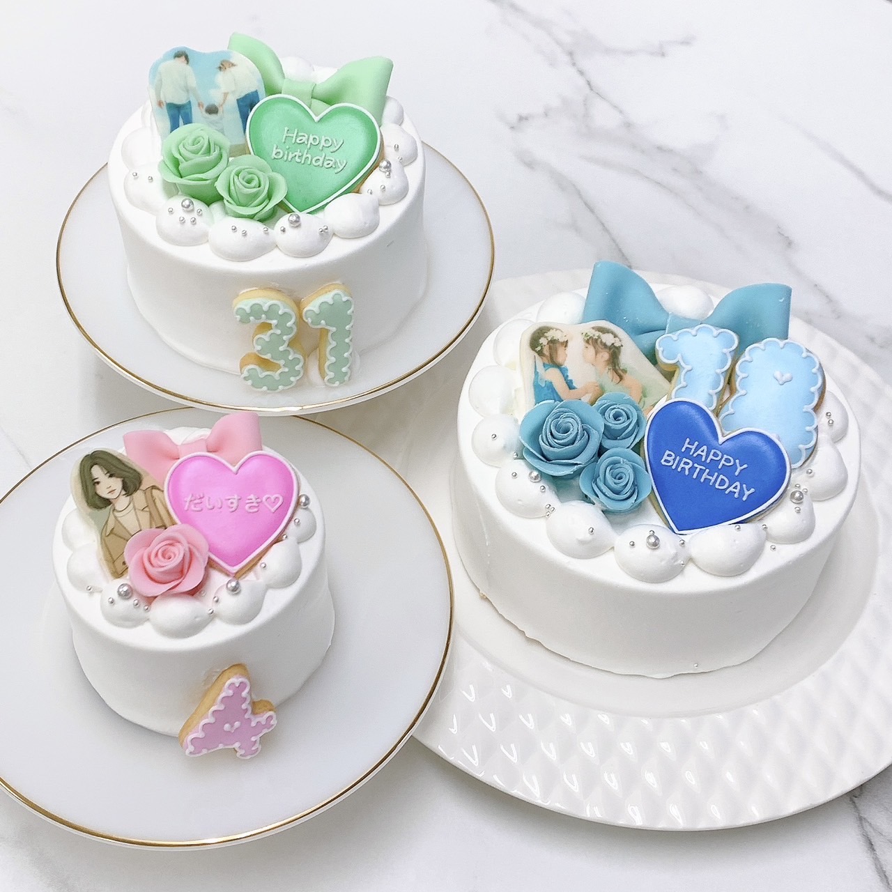 ナンバークッキー付き ライトセミオーダー写真ケーキ 6号（18cm）【 プリントケーキ 誕生日ケーキ センイルケーキ アイシングクッキー かわいい おしゃれ お祝い 記念日 インスタ映え ケーキ スイーツ ホールケーキ ケーキ サプライズ ケーキ ギフト プレゼント 贈り物 】