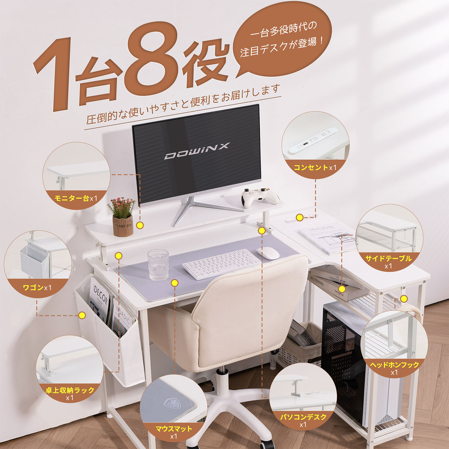 1台8役。
一台他役時代の注目デスクが登場！
圧倒的な使いやすさと便利をお届けします。