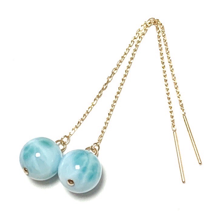 【Rtav】特価 K18 AAA ラピスラズリ８mm ロングアメリカンピアス Rtav】特価 K18 AAA ラピスラズリ8mm ロングアメリカンピアス