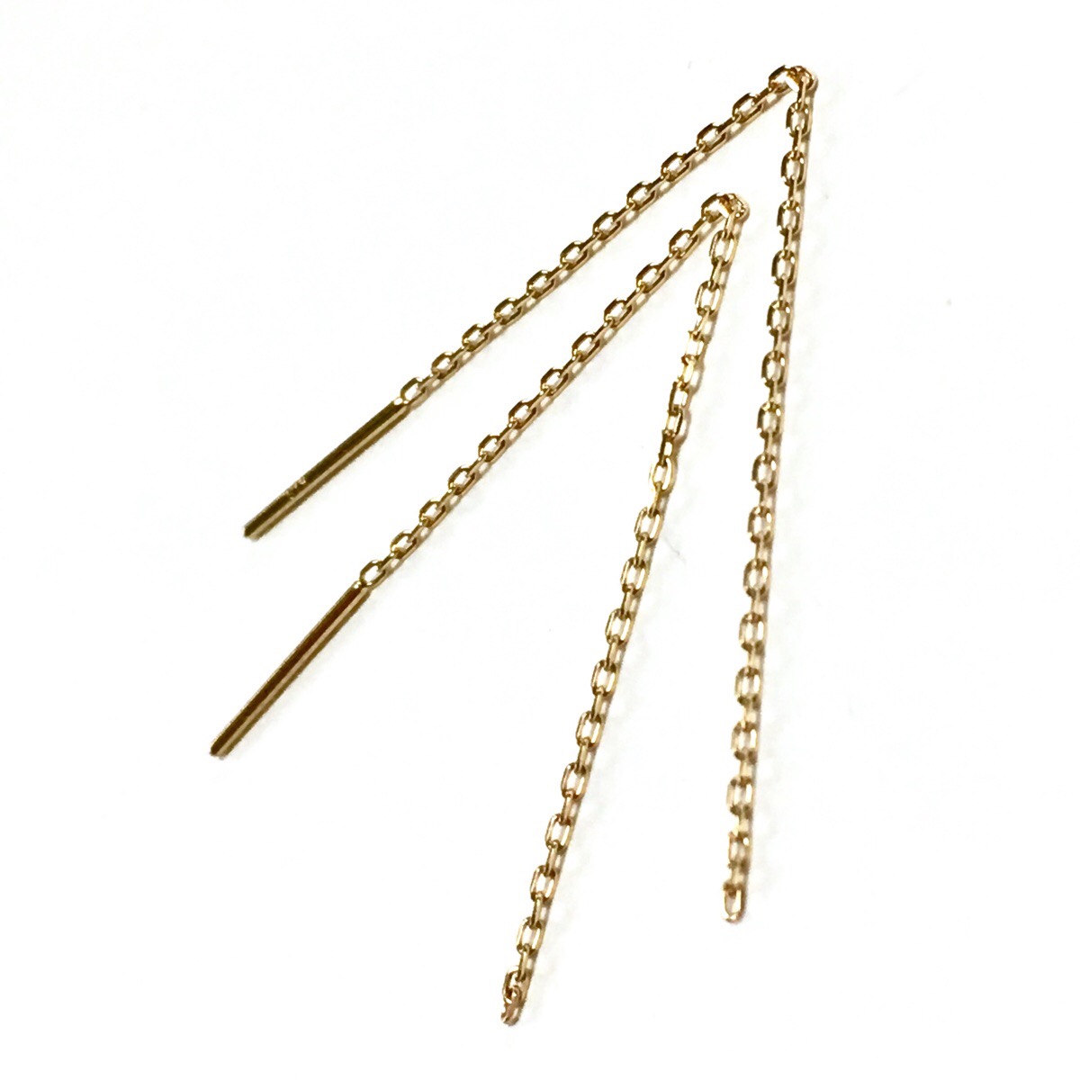 K18 ピアス金具 イヤリング ★ ピアス 金具 (L) ロングアメリカンピアス 全長60mm 4面ダイヤカットアズキチェーン K18YG 18金イエローゴールド ロングタイプ チェーンピアス パーツ 部品 材料 ハンドメイド アクセサリー 手作り アクセサリー 付け替え用|ジュエリーショップ Varuna