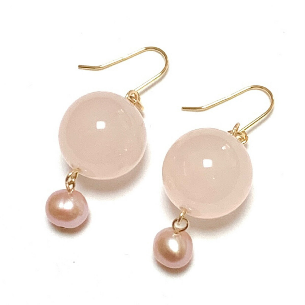 楽天市場】Deliciae ローズクォーツピアス K18 丸玉 天然ローズ