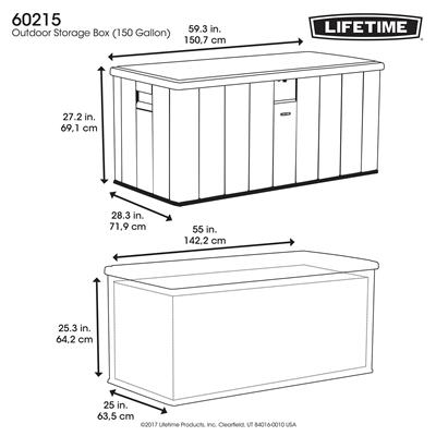 Lifetime 大型567l 甲板打席 ベンチ比納家居 記憶装置ボックス 屋外用格納ベンチ 貯蔵室 150ガロン Cannes Encheres Com