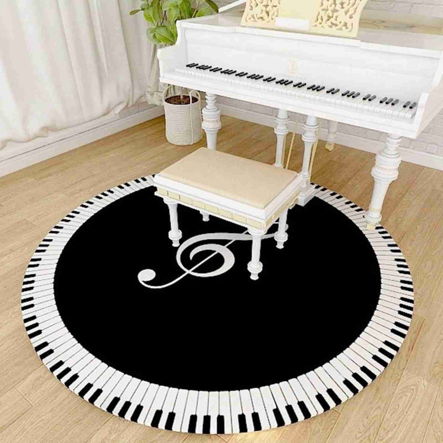 ピアノの防音絨毯 電子ピアノ 防振カーペット 防音マット ラウンドカーペット ピアノラグ 防音傷 家具保護パッド 音符柄 敷物 フロアマット 柔軟 傷防止 防カビ 防滑 洗濯可能 バスドラム 140c