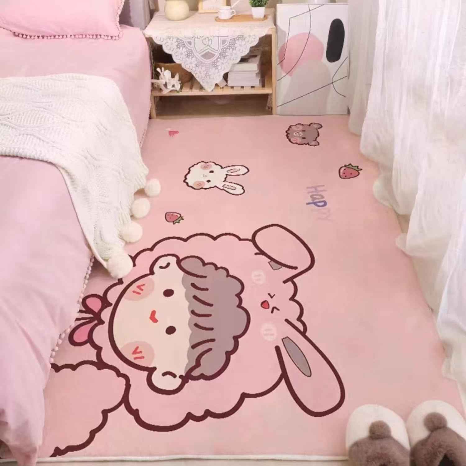 大判 フロアマット 敷物 ラグマット 40*120cm ずれない 可愛い柄 お洒落 防ダニ 防臭 遮音 防塵 へたらない 洗える カーペット 転倒防止 滑り止め 丸洗いOK 和室 洋室 ペット対応 居