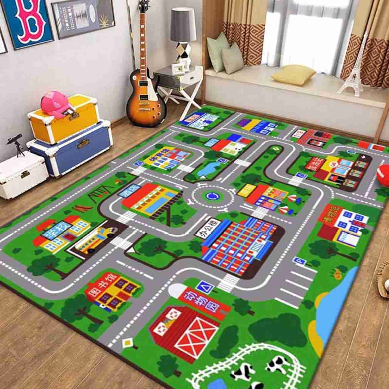 キッズマット 子供部屋 ラグ 防汚 撥水加工 滑り止め付き 数字柄 子ども部屋 おもちゃ プレイマット 床暖房対応 敷物 道路 ベビー ルーム プレイ マット ルームマット 80*160CM キッズラ